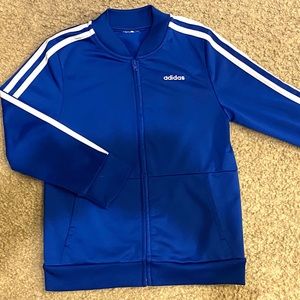 Boys' cobalt and white Adidas track jacket